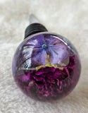 Round Wine Stopper- Purple Carnation / Purple Hydrangea