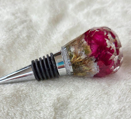 Faceted Wine Stopper - Pink Carnation