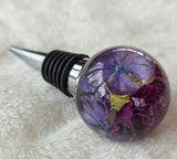 Round Wine Stopper- Purple Carnation / Purple Hydrangea
