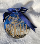 Merry and Bright Christmas Ornament - Dark Blue